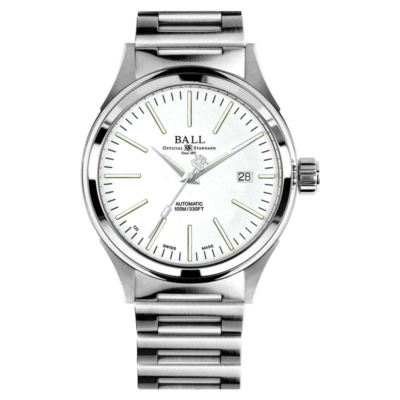 BALL Fireman 'Enterprise' Automatic White Dial Steel Strap Men's Watch NM2098C-S20J-WH