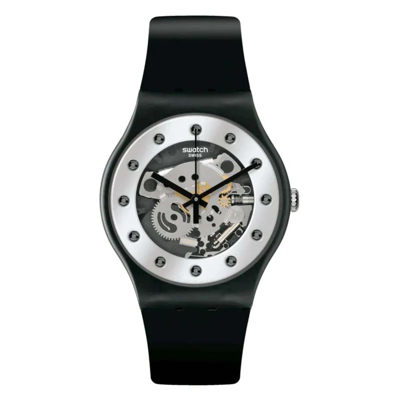 Swatch New Gent 'Silver Glam Again' Quartz Silver Dial Unisex Watch SO29B109