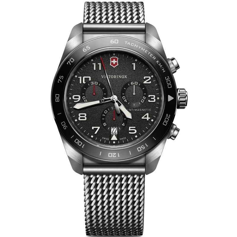 Victorinox Swiss Army 42mm Chronograph Black Dial Steel Mens Quartz Watch 242048