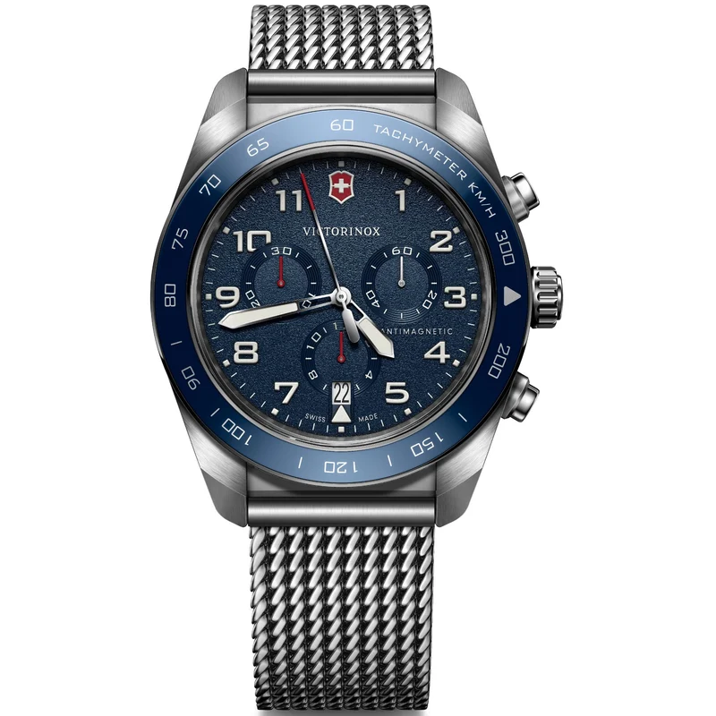 Victorinox Swiss Army 42mm Chronograph Blue Dial Steel Mens Quartz Watch 242049