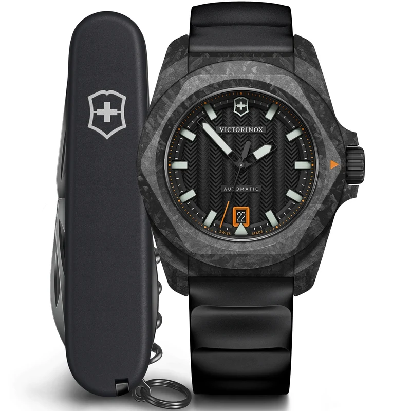 Victorinox I.N.O.X. 41mm Black Dial Rubber Mens Automatic Watch 242023.1