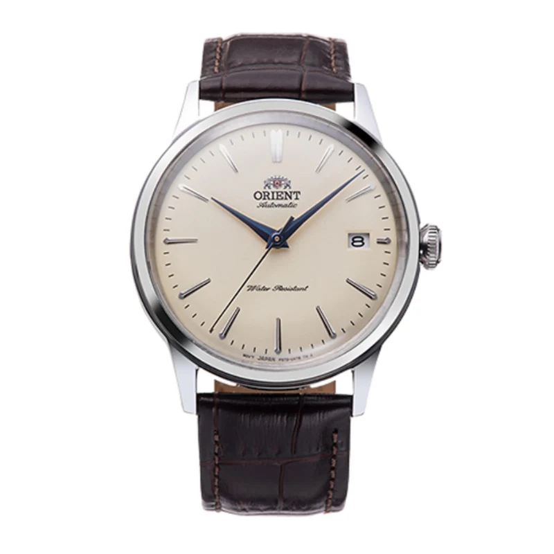 Orient Bambino 38mm Champagne Dial Leather Mens Automatic Watch RA-AC0M04Y30B