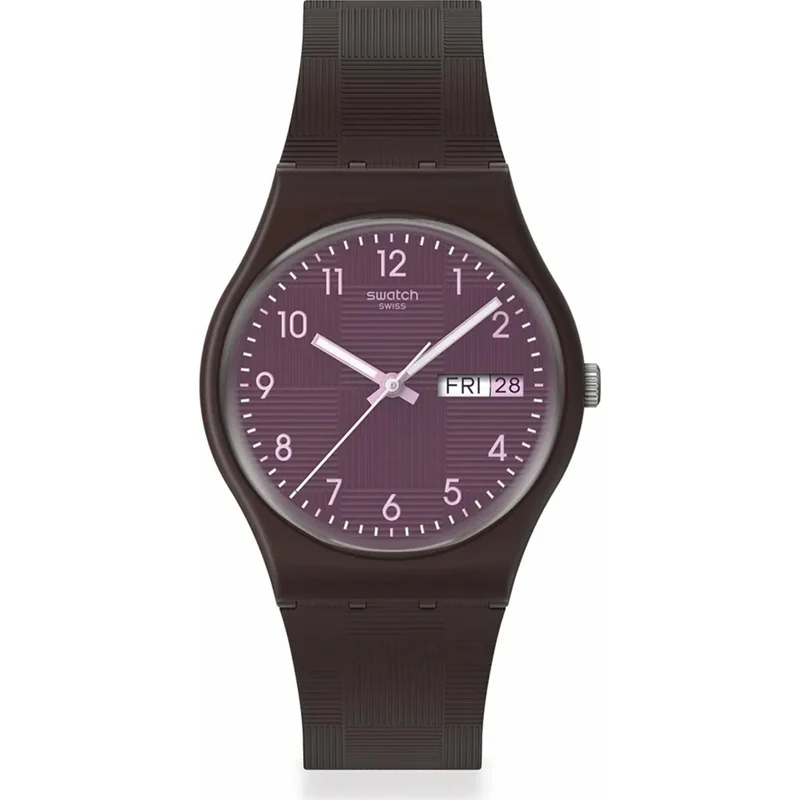 Swatch Originals Weaving Wonders Quartz Purple Dial Silicone Strap Watch SO28C700