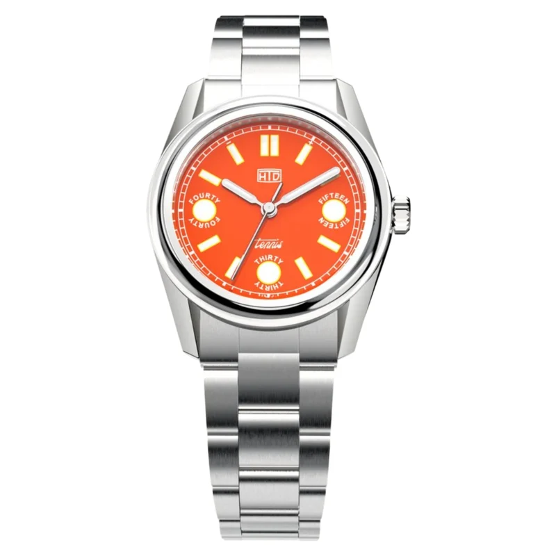 HTD Tennis Terra Automatic Orange Dial Steel Strap Sports Watch T23S01_T