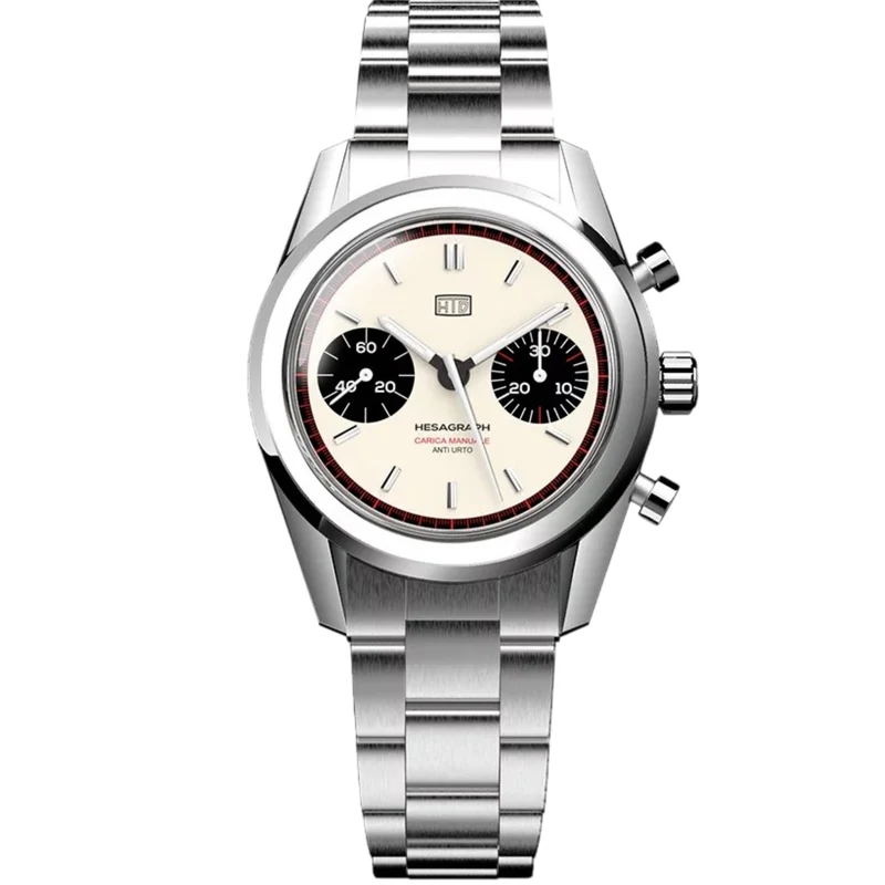 HTD Hesagraph Cannoli Chronograph Cream Dial Steel Strap Men's Watch H19F25C