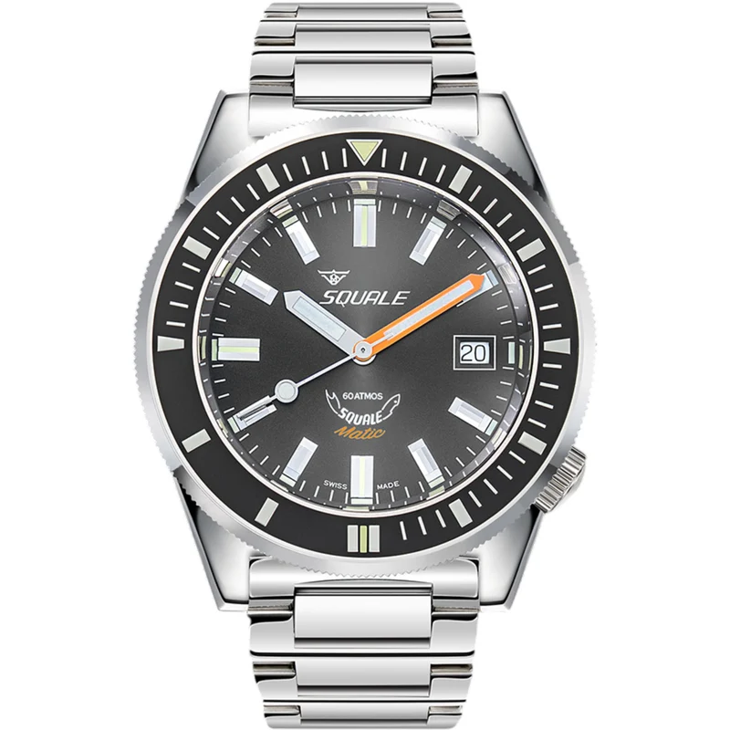 Squale Matic Automatic Grey Dial Steel Strap Men's Watch MATICXSA.SQ22L
