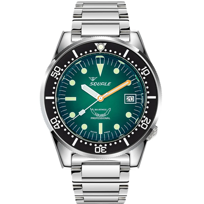 Squale 1521 Green Ray Automatic Green Dial Steel Strap Men's Watch 1521PROFGR.SQ20L