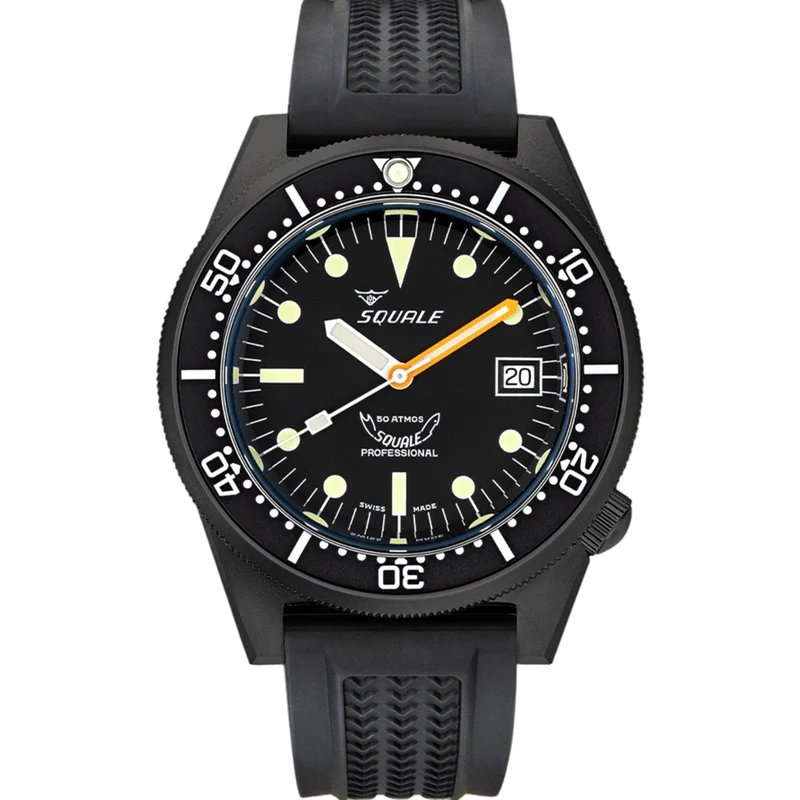 Squale 1521 PVD Automatic Black Dial Rubber Strap Men's Watch 1521PVD.VO