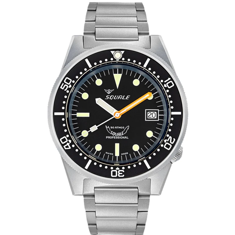 Squale 1521 Black Blasted Automatic Black Dial Steel Strap Men's Watch 1521BKBL.SQ20S