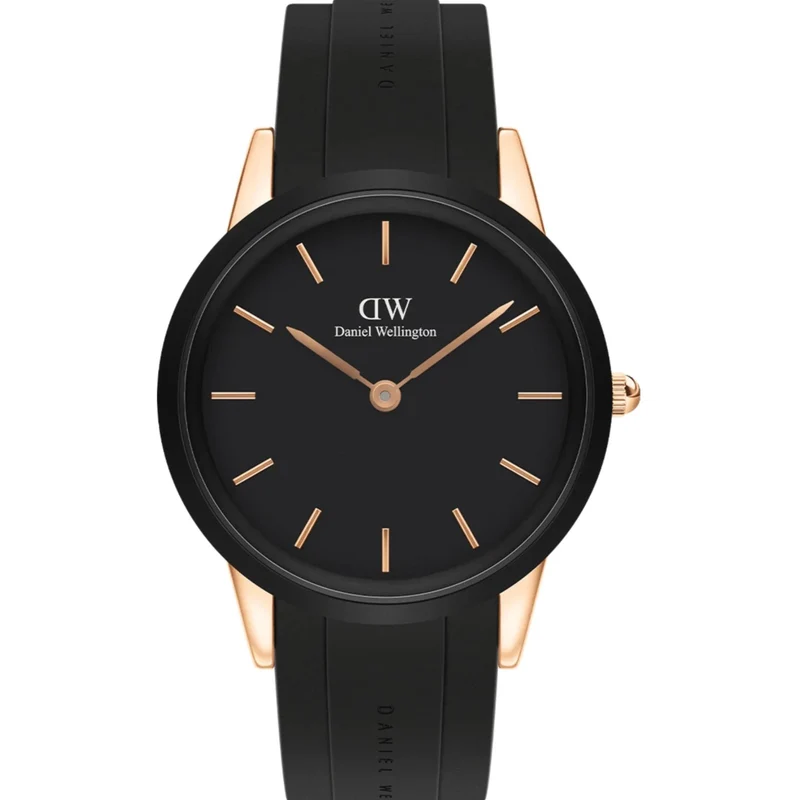Daniel Wellington Iconic 44mm Black Dial Rubber Mens Quartz Watch DW00100611