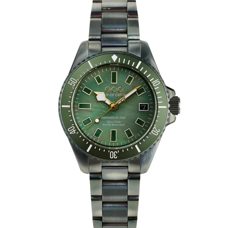 Out of Order Casanova 38 Green Mother of Pearl Dial Steel Strap Watch OOO.001-38.VE