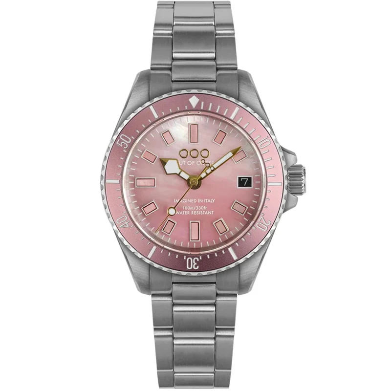 Out of Order Casanova 38 Mother of Pearl Quartz Pink Dial Steel Strap Watch OOO.001-38.RO