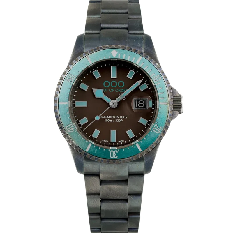 Out of Order Casanova Ultra Distressed Quartz Brown Dial Steel Strap Men's Watch OOO.001-27.TU.MS