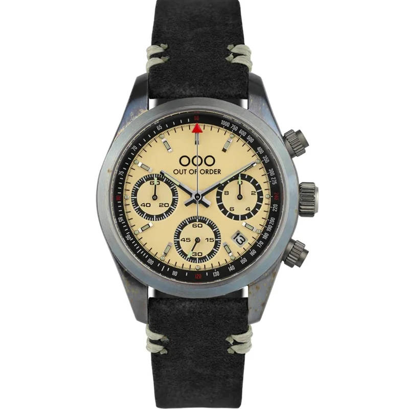 Out of Order Sporty Cronografo Quartz Cream Dial Leather Strap Women's Watch OOO.001-23.CR.NE
