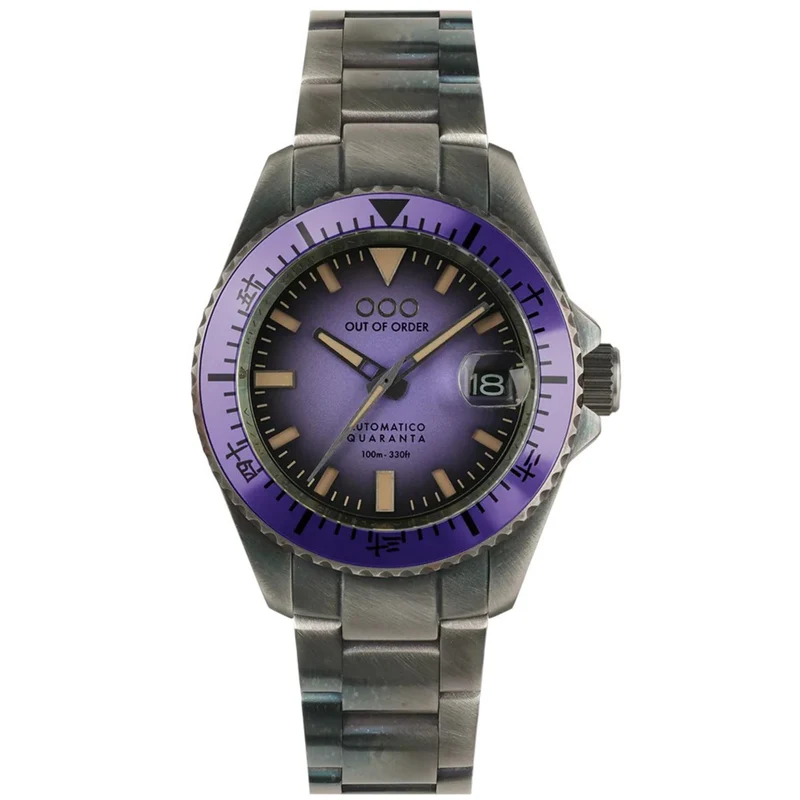 Out of Order Automatico Quaranta Ultra Distressed Automatic Indigo Dial Steel Strap Watch OOO.001-21.LI