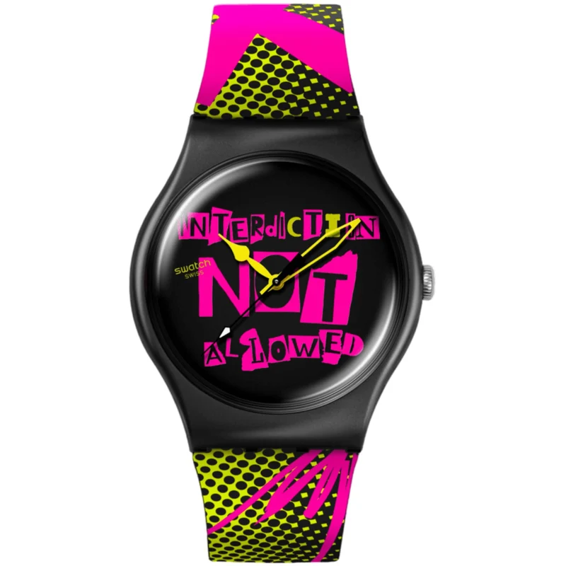 Swatch No Rules Distort Mode Black Dial Silicone Watch SO32B121