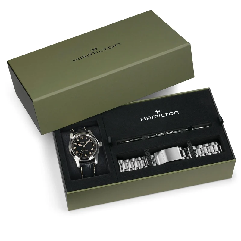 Hamilton Khaki Field Murph 42mm Black Dial Mens Automatic Watch Bracelet Bundle H70605732