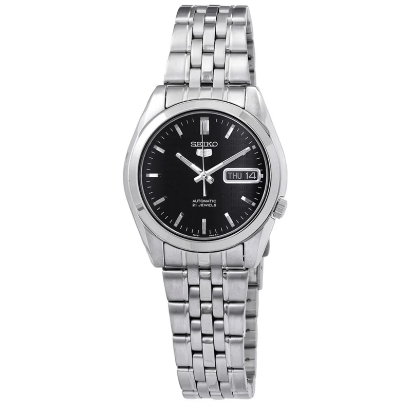 Seiko 5 Automatic Black Dial Steel Strap Men's Watch SNK361K1