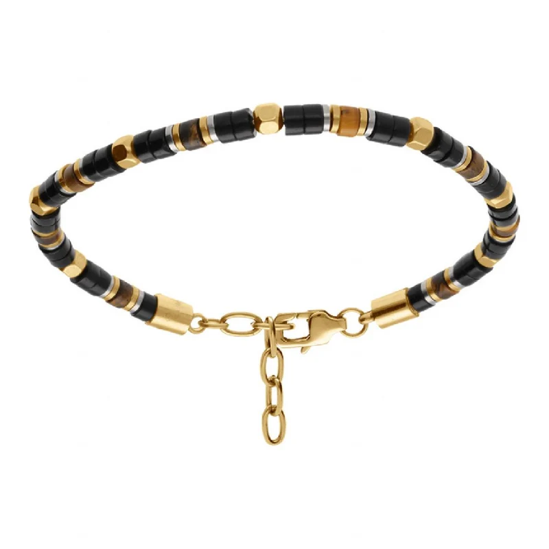 Bracelet Souple Oeil De Tigre – Acier Inoxydable, Finition Satinée, Longueur Réglable