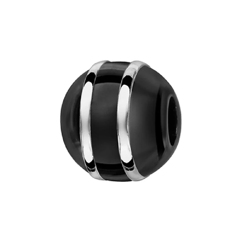 Perle Coulissante AG925 – Argent Rhodié Et Céramique Couleur Profonde Satinée Et Polie
