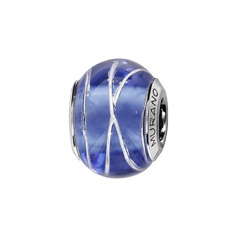 Charm Coulissant AG925 – Argent Rhodié 925/1000 et Verre de Murano Couleur Profonde