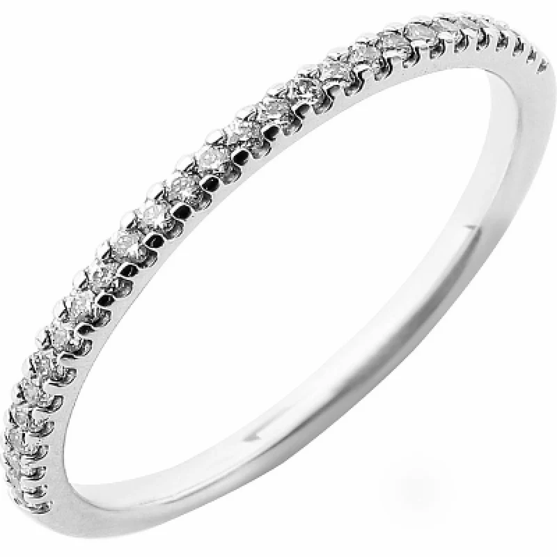 Alliances 1/2 Tour Pierres Diamantées 0,15 Ct Total Serties Griffes – Or Blanc Palladié 750/1000