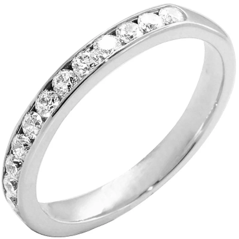 Alliances 1/2 Tour Pierres Et Diamants Brillants 0,75 Carat – Or Blanc Palladié 18 Carats