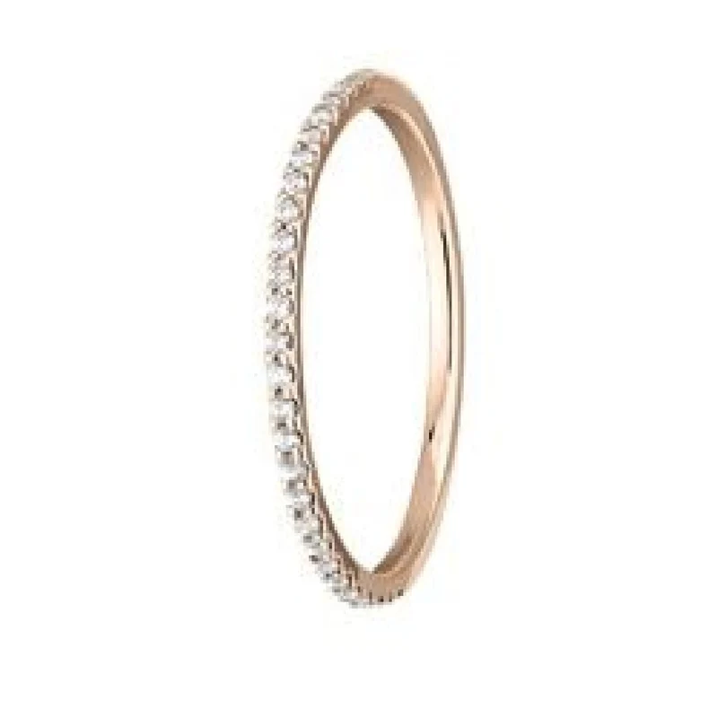 Alliances Demi-Tour Pierres Diamant Taille Brillant Rondes – Or 18 Carats Jaune Naturel