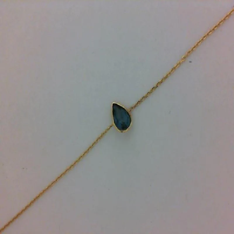 Bracelet Chaîne Simple à Maillons Fins AU375 Topaze Bleue Géométrie Fine – Or Jaune 9 Carats