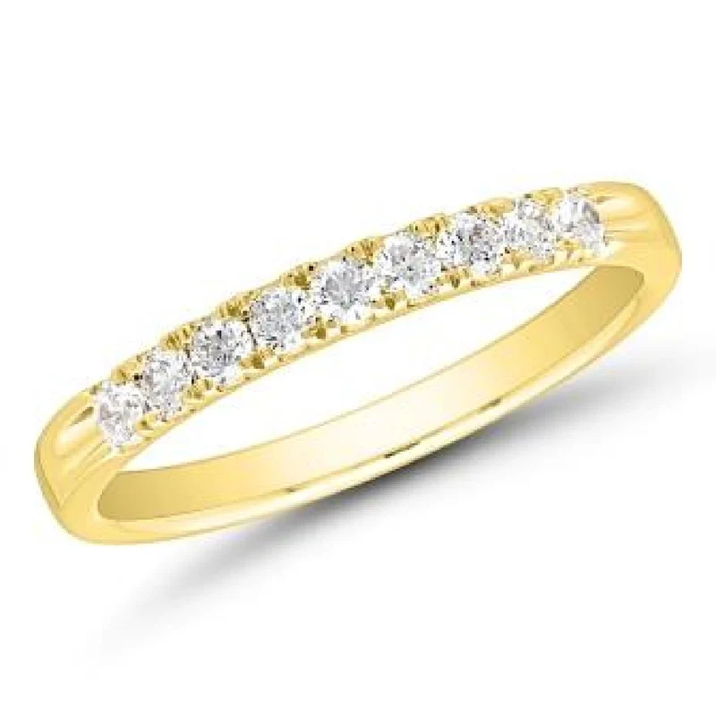 Alliances Demi-Tour Pierres Diamant Taille Brillant Facetté – Or Jaune 18 Carats