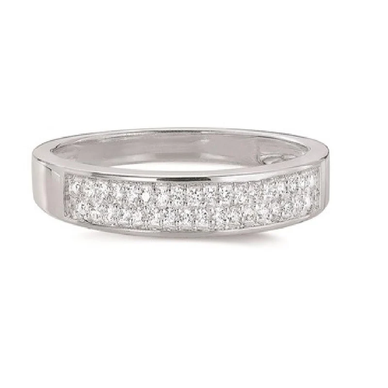Alliances 1/2 Tour Pierres Diamants Taillés Taille Brillant Serties Clos Pour Femme – Or 18 carats