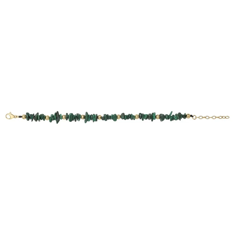 Bracelet Malachite P.COULEUR Modèle Ancien Gravé Finition Satinée - Acier Inoxydable