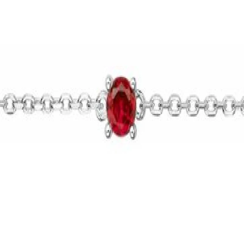 Bracelet Simple Spinelle Bleu Taille Cabochon Facetté Clair Édition - Argent 925