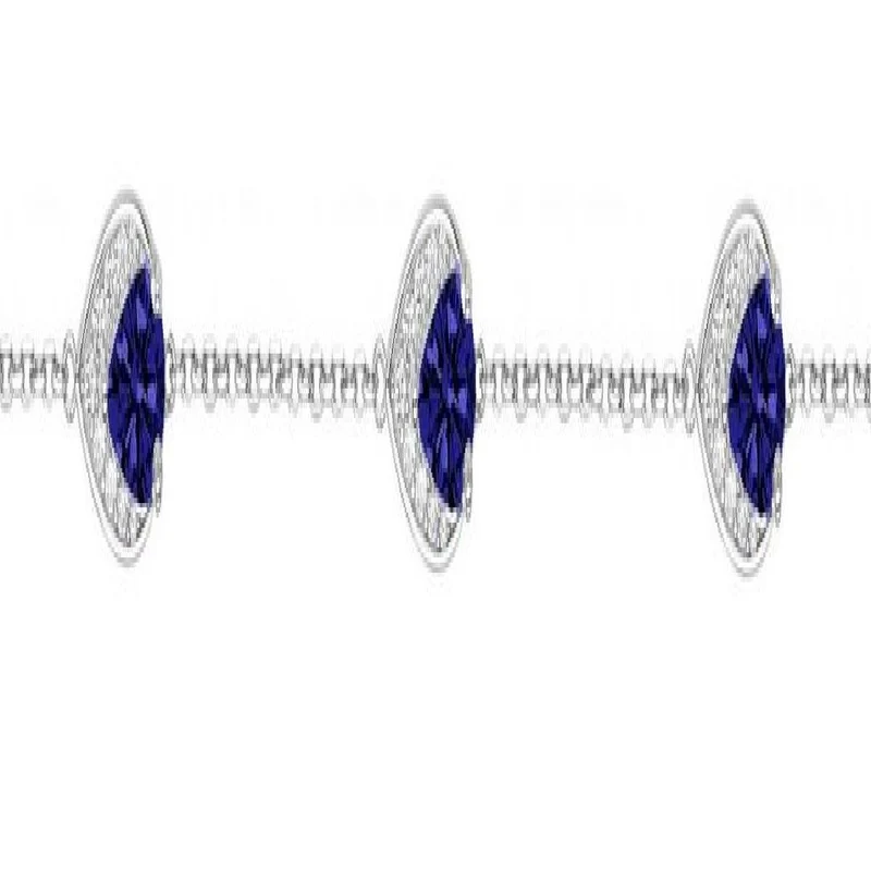 Bracelet Souple – Spinelle Taille Cabochon Sertie Sur Fil Argenté Fin – Argent 925