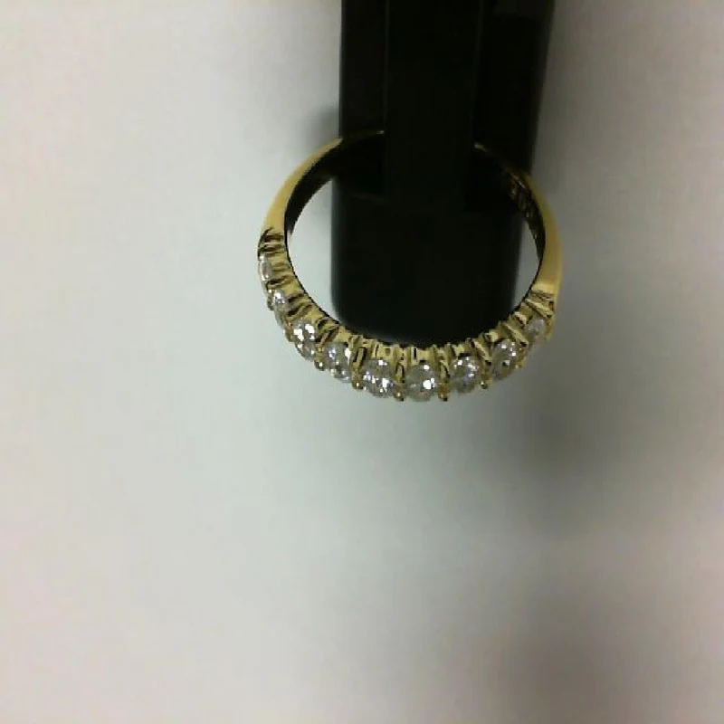 Alliance Demi-Tour Pierres Précieuses Diamants Naturels Sertis Griffes - Or Jaune 18 Carats