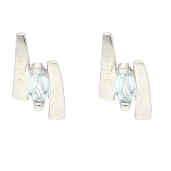 KALAWA – Boucles d’oreilles en or gris 375/1000, topaze bleue