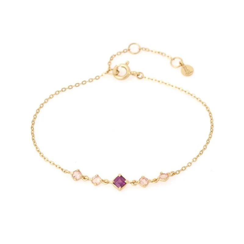 Bracelet Souple Modèle P Couleur Argent 925 Grenat Rouge Profond Longueur Réglable