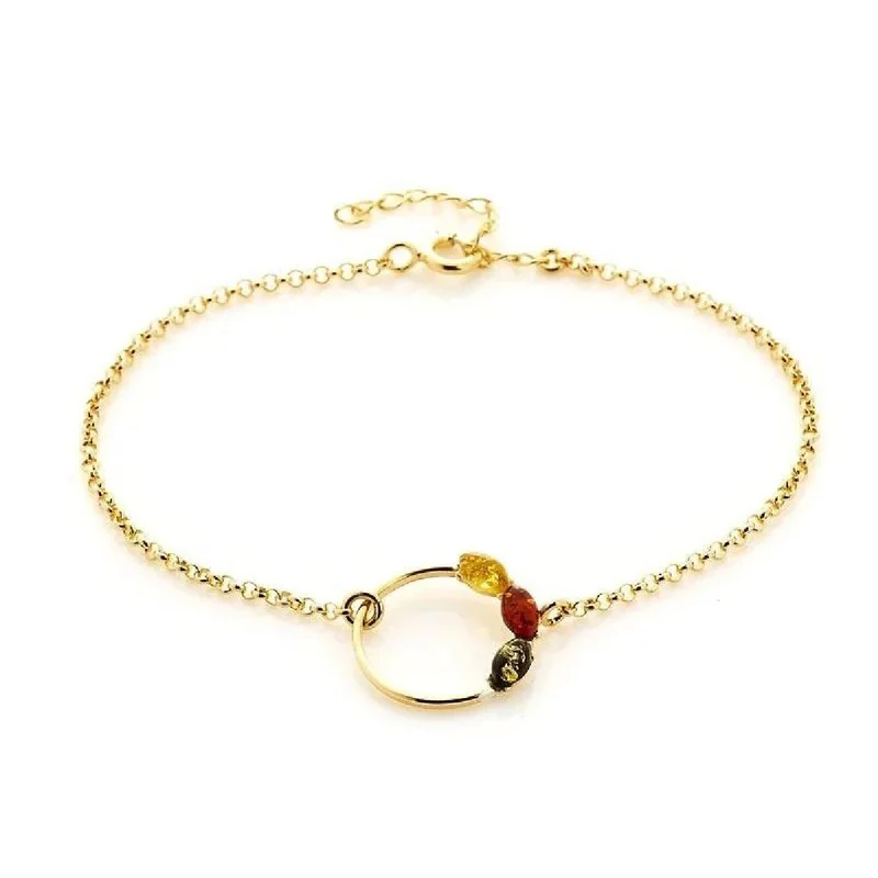 Bracelet Simple Ambre Multi Facettes Longueur Ajustable Chaîne Fine – Argent 925