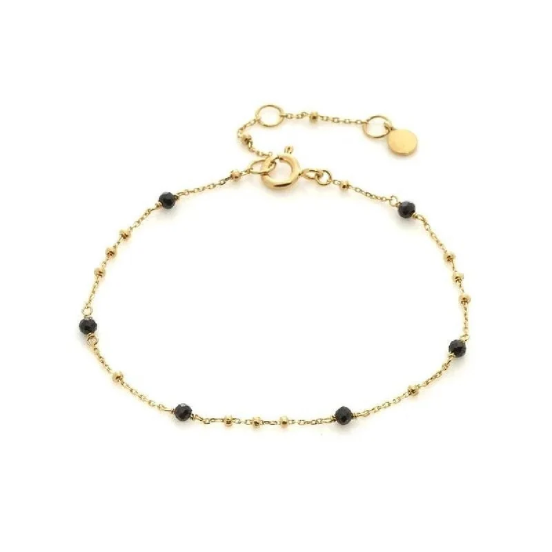 Bracelet Simple Spinelle Facetté Rond Champagne 4 mm – Argent 925 Plaqué Couleur Rose Clair